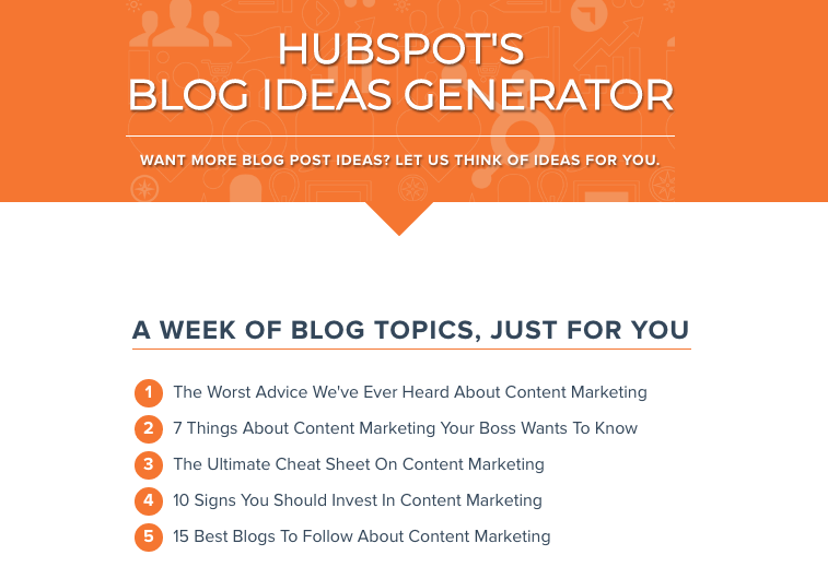 Hubspot Blog Idea Generator for Content Marketing