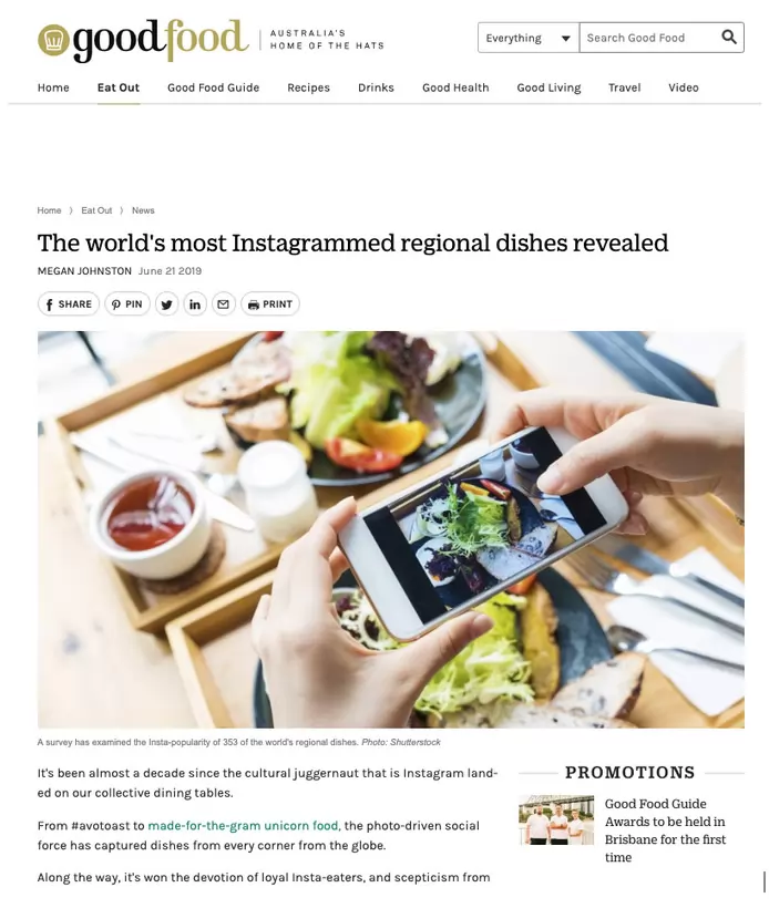 screenshot of GoodFood newsarticle 