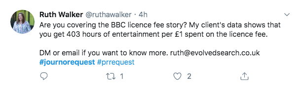 screenshot of twitter post about the BBC
