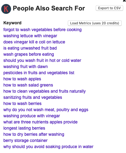 screenshot of 'people also search for', with a list of keywords