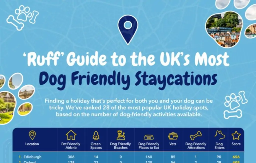 Screenshot of the infographic by tails.com: Ruff guide to the UK's most dog friendly staycations