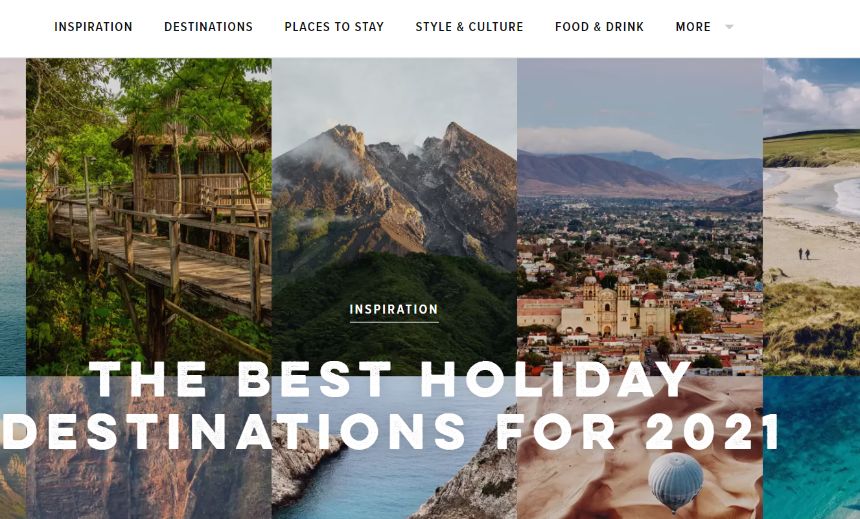 Screenshot from Conde Nast Traveler on 09/09/2020