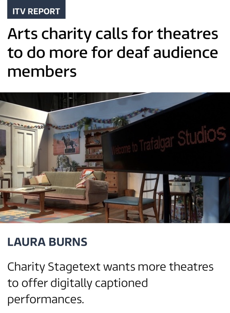 ITV news publication 'arts charity calls for theatres to do more for deaf audience members'