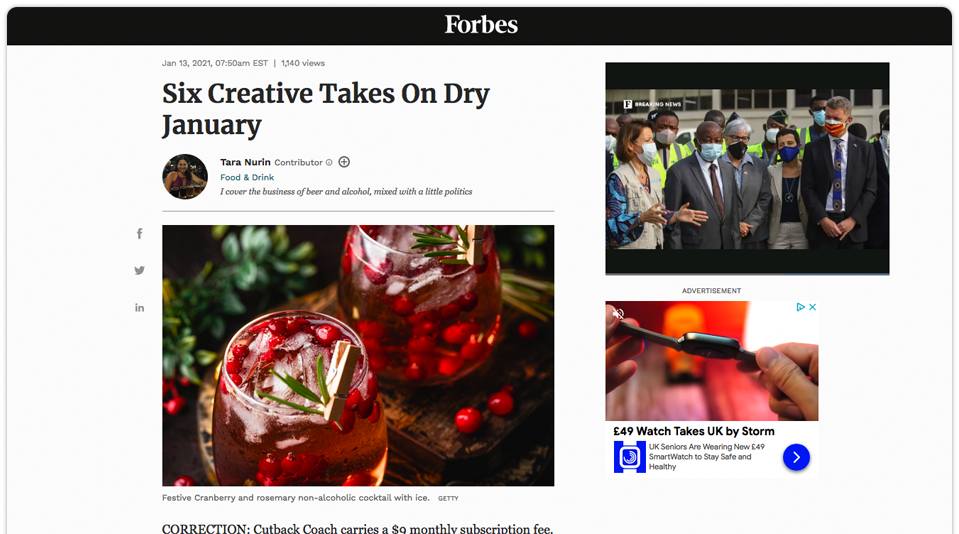 the bottle club digital pr campaign in Forbes