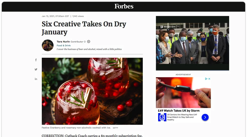 the bottle club digital pr campaign in Forbes