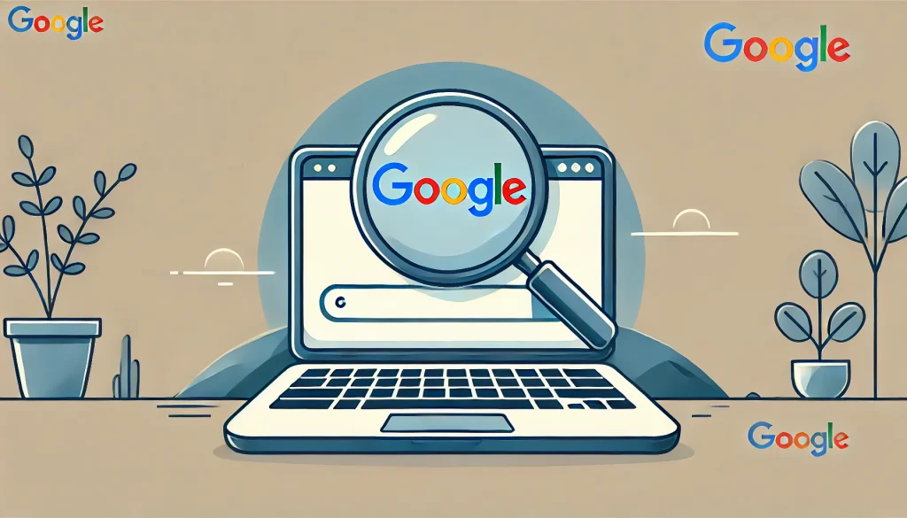 AI Google logo with magnifying glass