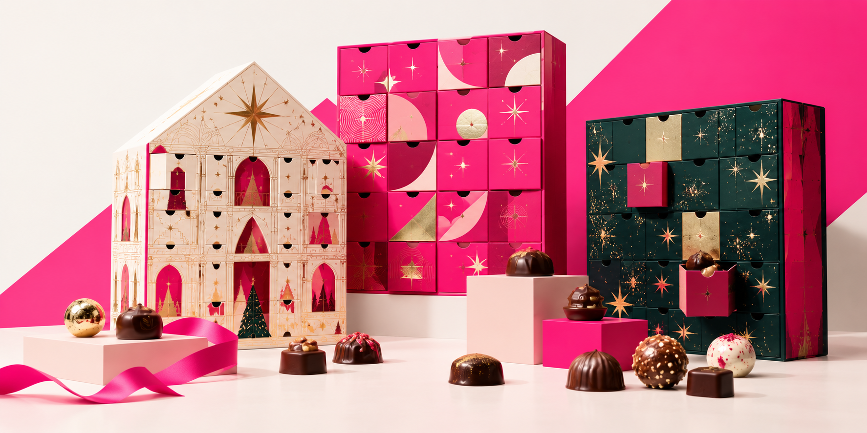 Luxury Pink Christmas Chocolate Calendars